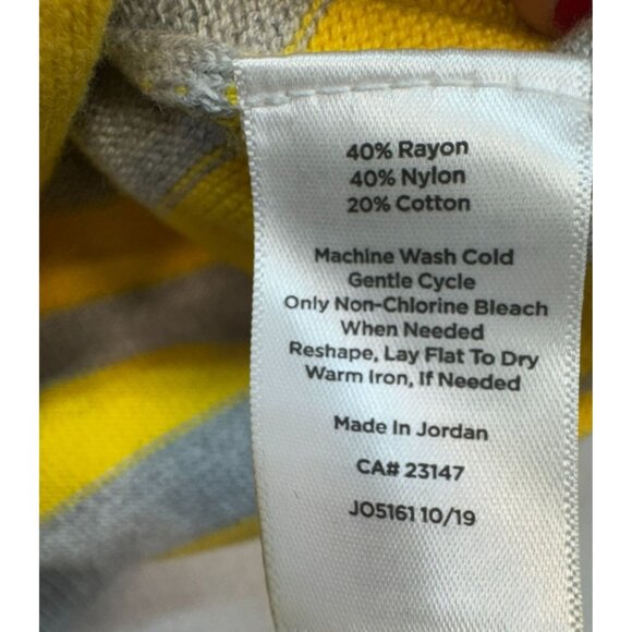 Talbots Womens Petite Striped Knit Sweater SP Yellow & Gray Casual - Picture 3 of 10